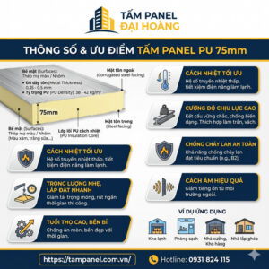 Tấm Panel PU 75mm