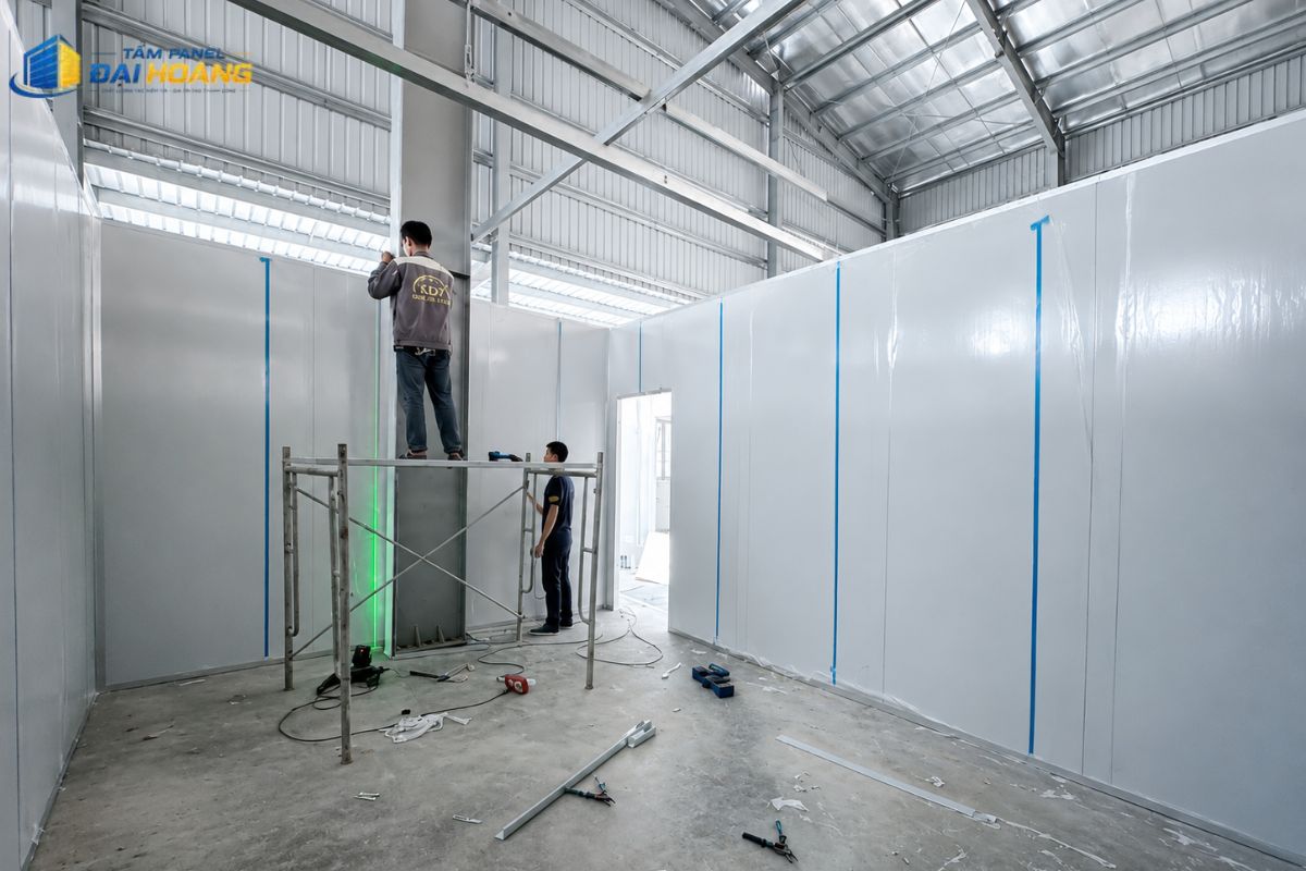 Thi công tấm panel Cà Mau chia khu chức năng nhà xưởng nhanh chóng và giảm tải trọng lên kết cấu