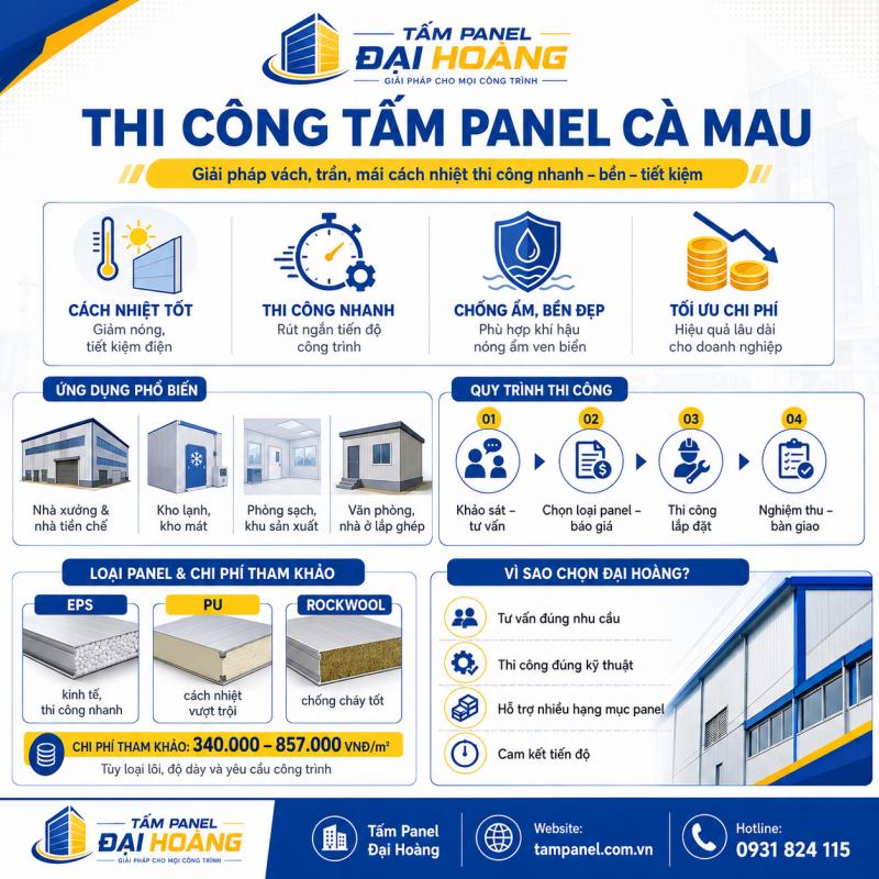 thi công tấm panel Cà Mau