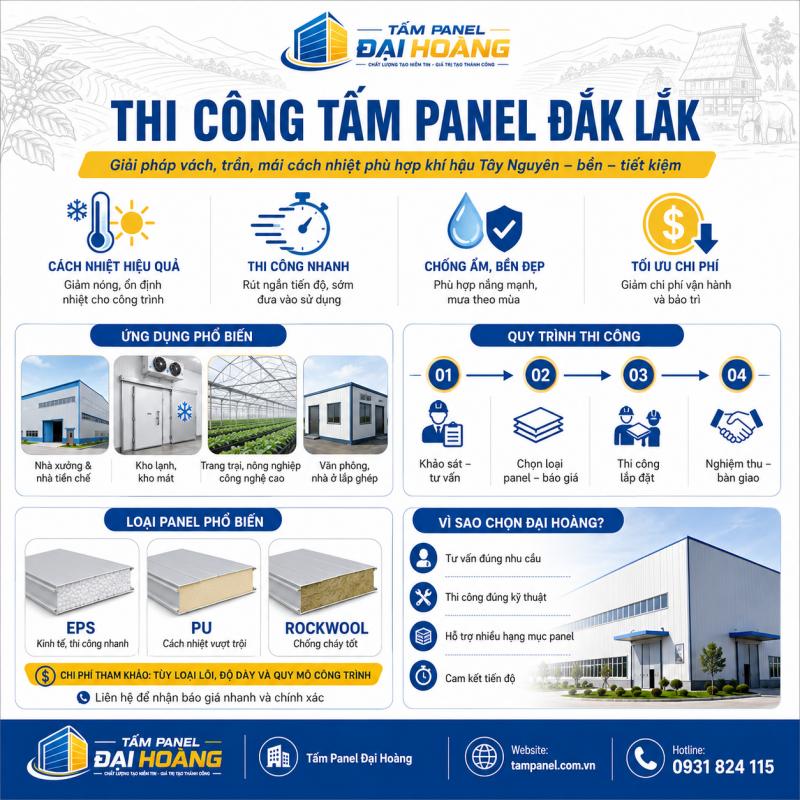 thi công tấm panel Đaklak