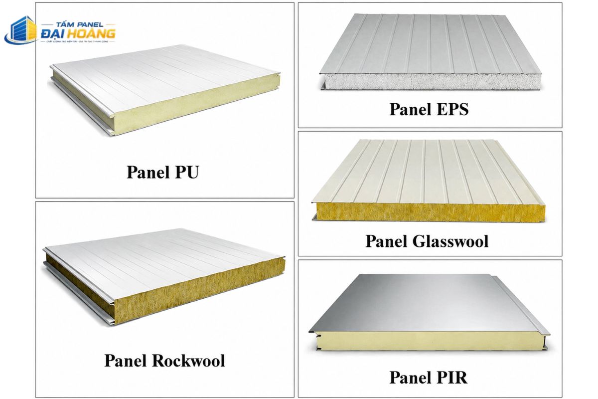 Các tấm panel vách ngăn, tường bao với bề mặt đa dạng như: Panel PU, EPS, RockWool, GlassWool, PIR