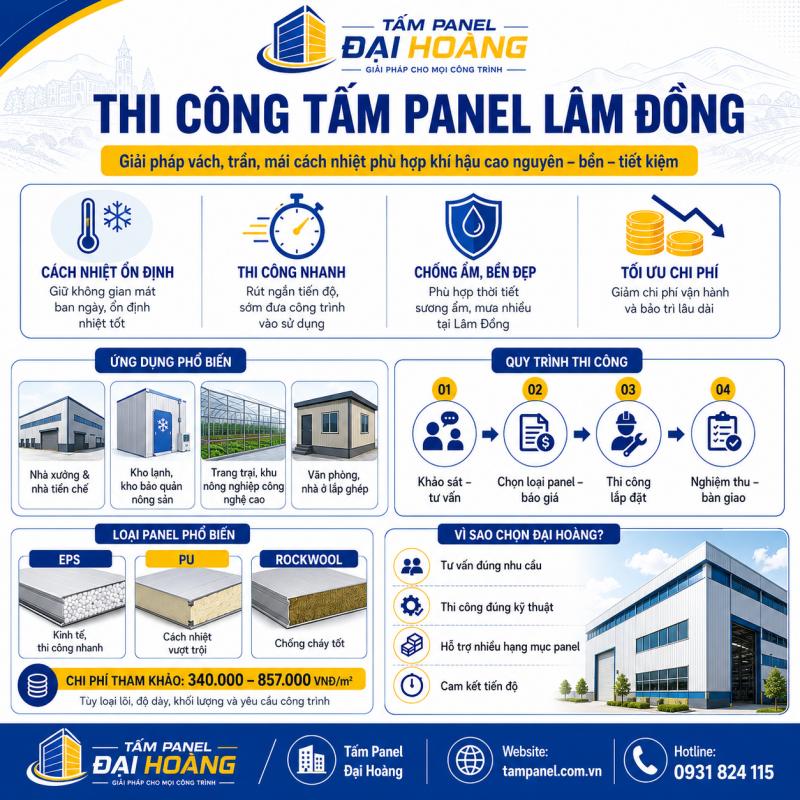 thi công tấm panel Lâm Đồng