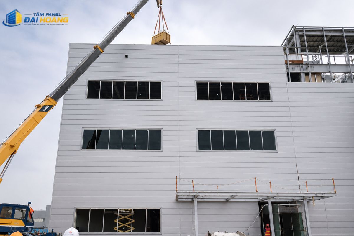 Hoạt động lắp ghép và thi công tấm panel phường An Khánh giúp doanh nghiệp nhanh chóng đưa nhà máy vào vận hành