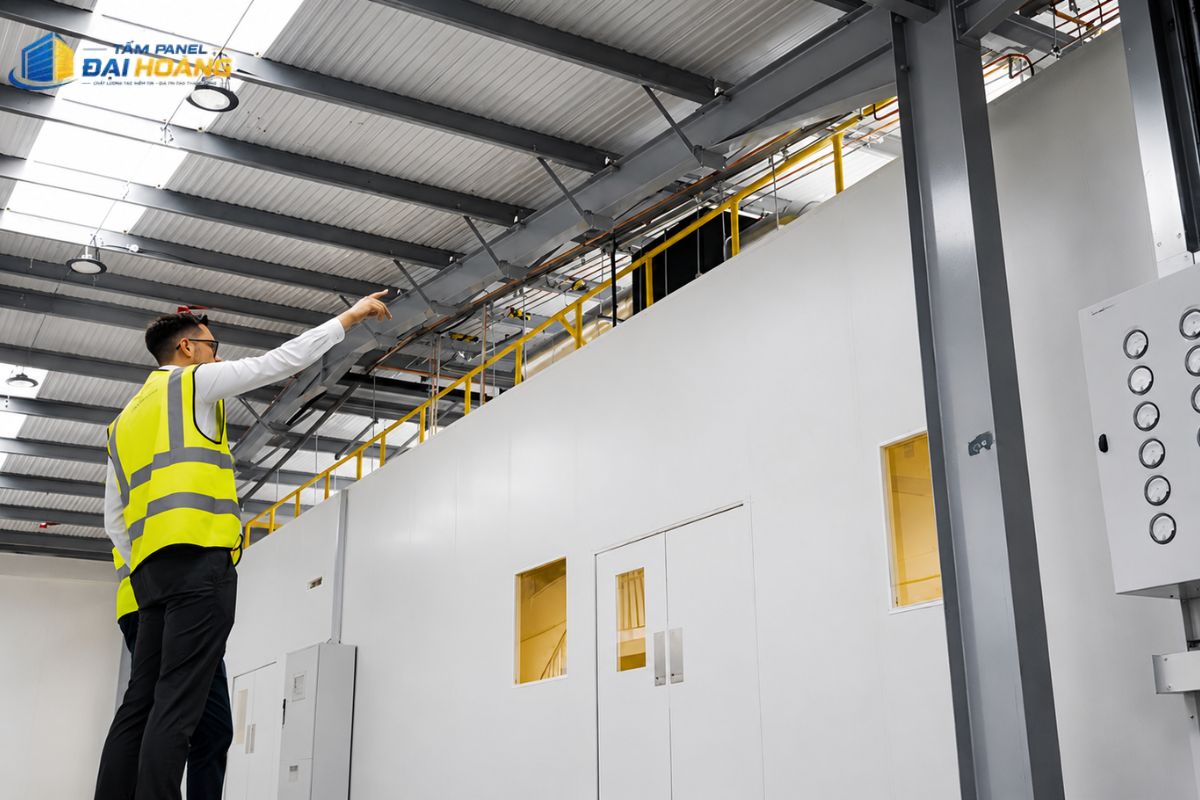 Đội thi công tấm panel phường An Phú lắp đặt vách ngăn