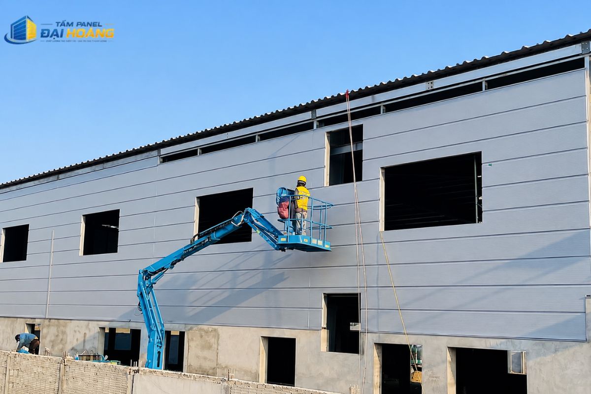 Kỹ thuật viên thi công panel theo mét vuông thực tế