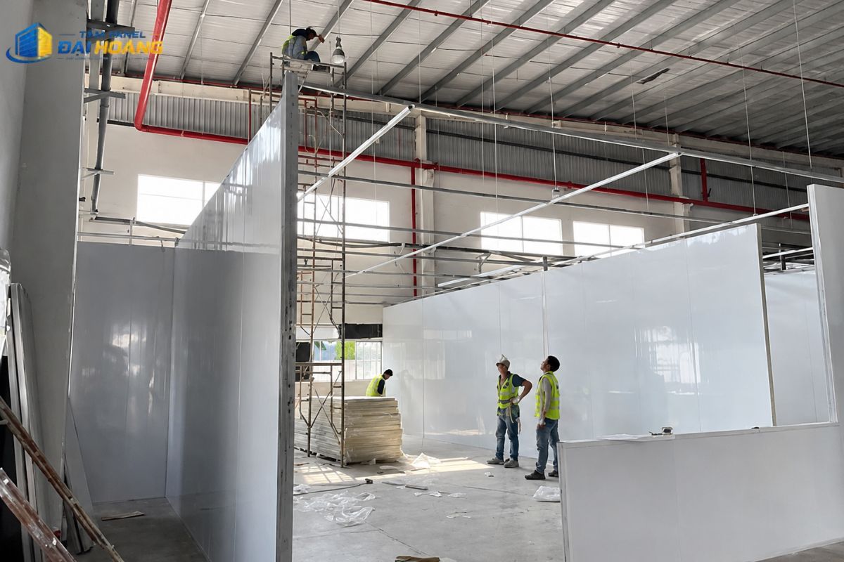 Kỹ thuật viên khảo sát mặt bằng trước khi thi công panel