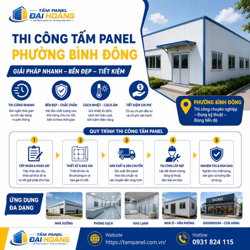 thi công tấm panel phường Bình Đông