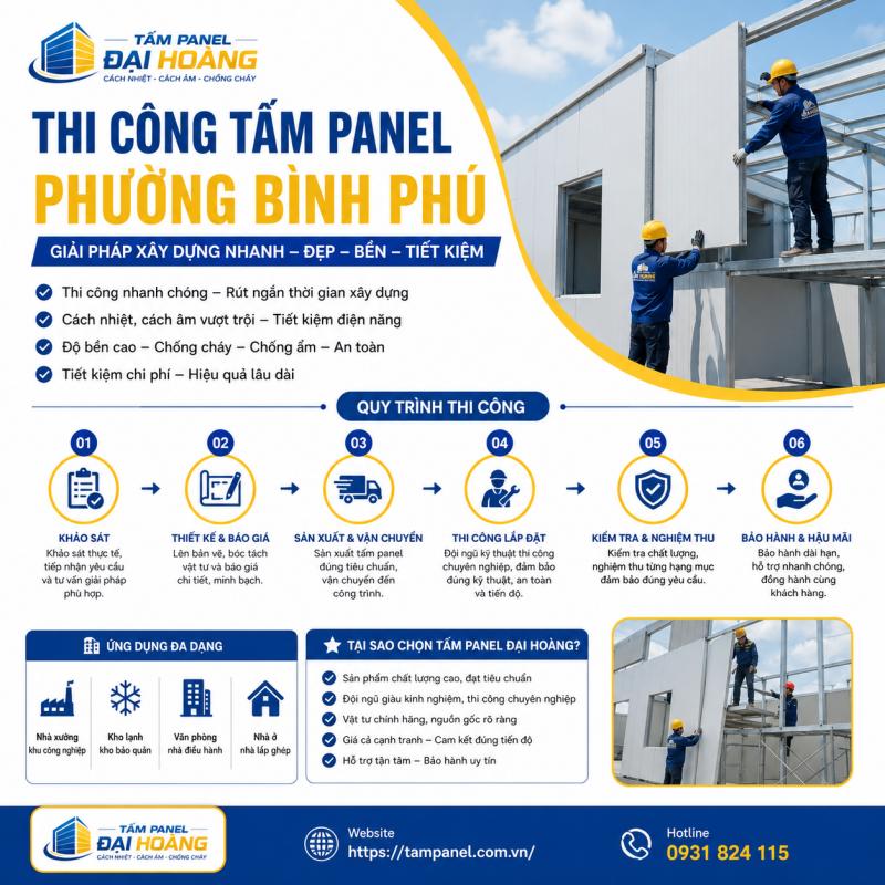 thi công tấm panel phường Bình Phú