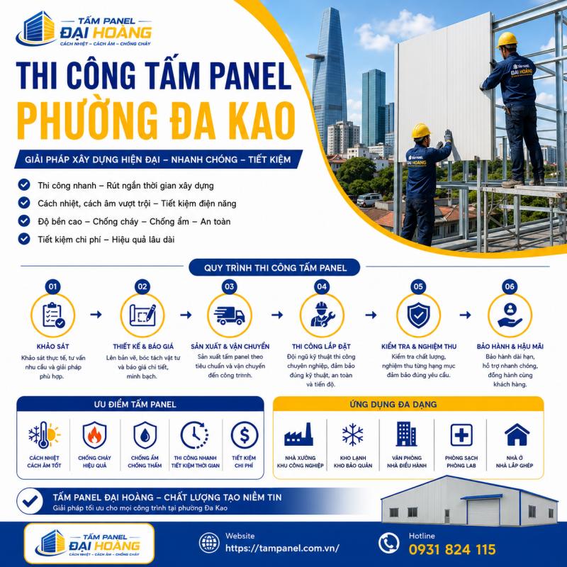 thi công tấm panel phường Đa Kao