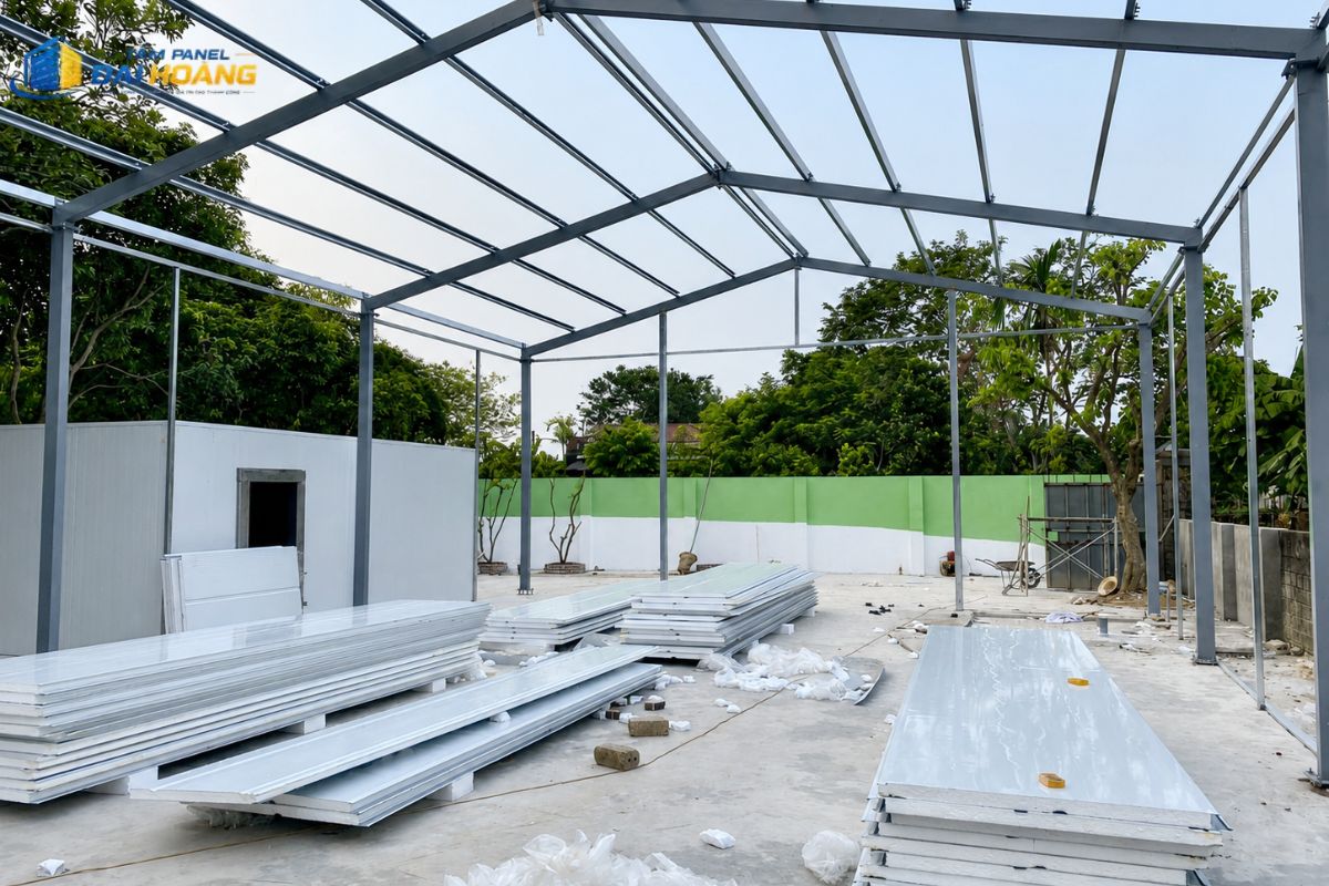 Thi công tấm panel phường Tân Phú tại nhà xưởng