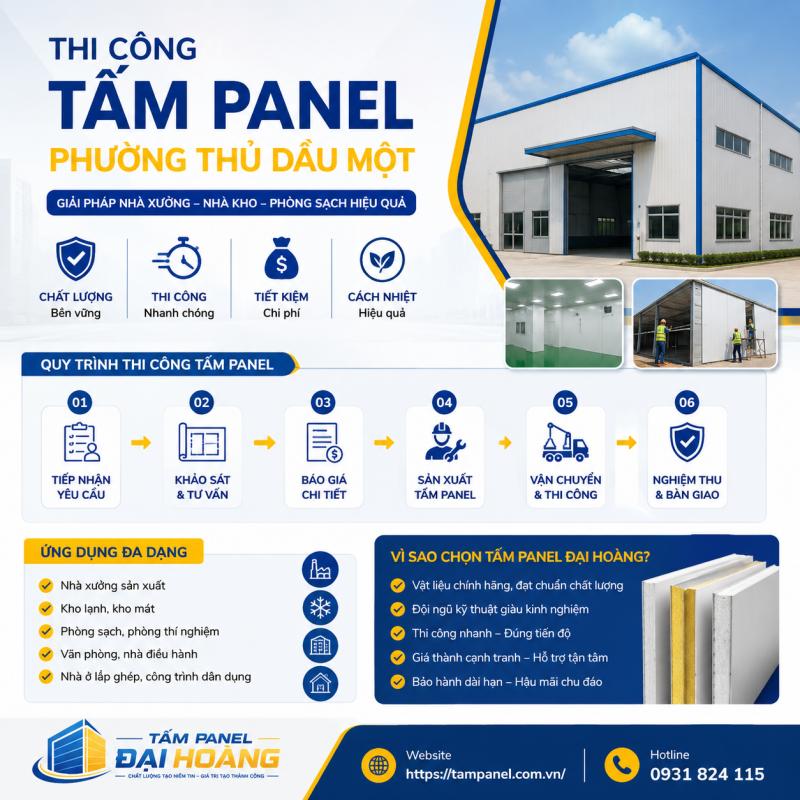 thi công tấm panel phường Thủ Dầu Một