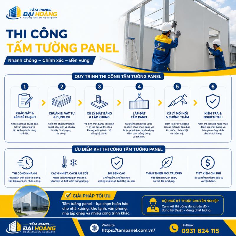 thi công tấm tường panel