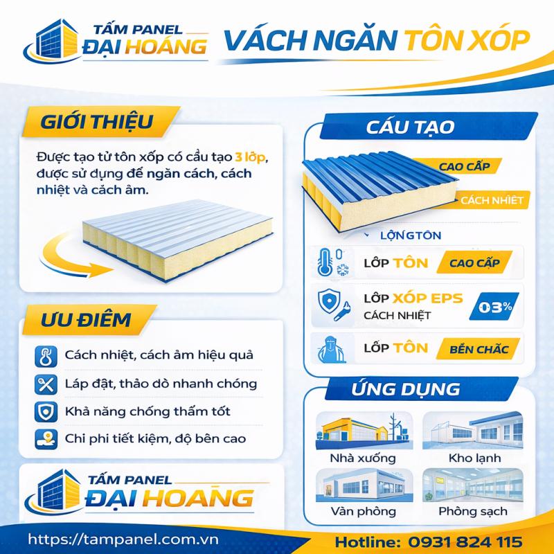 vách ngăn tôn xốp